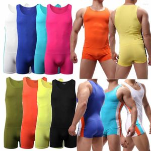 Undershirts Sexy Mens Underwear Bodysuits Leotard Jumpsuits Wrestling Singlet Bodywear Teddies Men Tank Tops Boxers One-piece