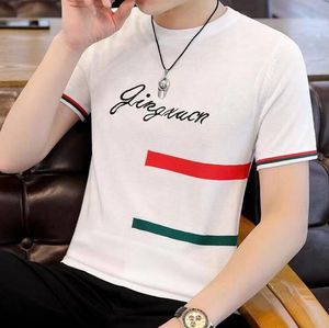 Designer Men's T Shirts G Short Sleeve Slim Casual Knitted Striped Tops Summer Fashion Round Neck Tees