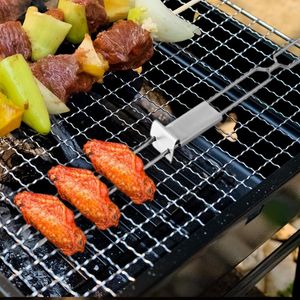 Tools Stainless Steel Kabob Skewers Reusable With Push Grilling Accessories Quick