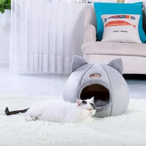 Cat Beds Foldable 2-in-1 Dog Bed Indoor Kitten Tent House Winter Warm Nest For Small Pet Kitty Cave Sleeping Cozy Plush Mats
