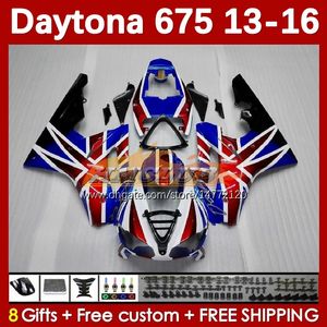 Motorcycle Fairings For Daytona 675 675R 2013-2016 Bodywork 166No.5 Daytona675 13 14 15 16 Body Daytona 675 R 2013 2014 2015 2016 OEM MOTO Fairing Kit blue red blk