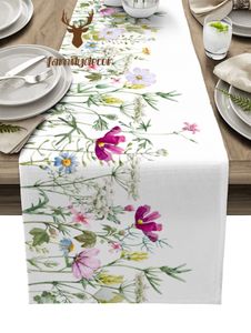 Стол Runner Luxury Table Runner Spring Flowers Colords Fields Fields День рождения эль -столовой высококачественный хлопок и льняной столовой ткань 230322