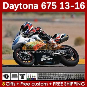 Moto Fairings for Daytona 675 675R 2013-2016 Bodywork Daytona675 Bodys 166NO.37 Daytona 675 R 13 14 15 16 2013 2014 2016 2016 Zestaw OEM Motorcycle Fairing Kit White Blossy