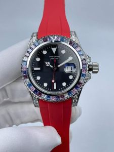 Orologi da polso da uomo Cinturino in caucciù da 40 mm Orologi da uomo meccanici automatici Lunetta con diamanti Orologi da polso da uomo impermeabili in acciaio inossidabile Orologio da uomo montre de luxe