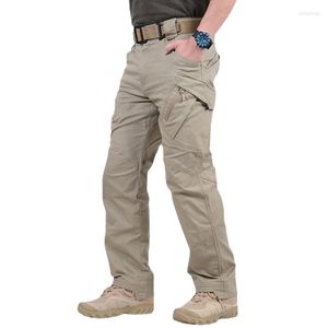 Calça masculina masculino tático Multi bolsos de carga Combate de algodão de algodão Swat Exército Casual Caminhada