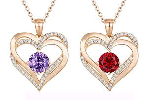 Роскошный дизайн Love Heart подвесной ожерелья с родовым камнем циркония, юбилейный юбилейный подарка на день рождения