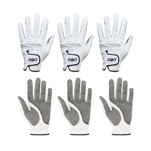 Luvas esportivas Pacote 6 PCs Luvas de golfe Men da mão esquerda com grânulos anti-deslizamento Cool confortável Leathe genuíno