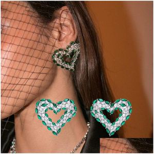 Studer Heart Emerald Diamond Earring 100 Real 925 Sterling Sier Obiecing Kolczyki dla kobiet Bridal Moissanite Biżuteria Drop Dhppb