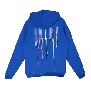 Felpe con cappuccio firmate da donna felpe da uomo macchioline vernice effetto goccia lettera logo blu pullover con cappuccio felpe allentate manica lunga felpa con cappuccio maglione amanti felpa con cappuccio traspirante