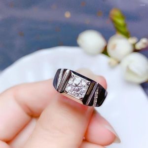 Cluster Rings Sparkling Noissanite Ring For Men Real 925 Silver 1 Gem Birthday Gift Shiny Better Than Diamond Strong Power