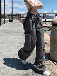 Calças femininas Capris HOUZHOU Vintage Cargo Pants Women Y2k Parachute Streetwear Calças largas Perna larga larga Hippie Calça de moletom Harajuku AA230321