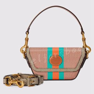 Cny Trapezoidal Bag Top Handle Mini Bag with Web Stripe Designer Canvas Brown Leather Trim Handbag Women Men Magnetic Closure Underarm Shoulder Bags