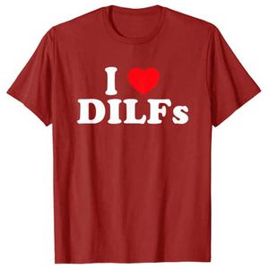 メンズTシャツガーコン刺繍レッドラブデトシャツ面白い私はdilfs i heart dilf tシャツcdgsをプレイするtシャツを演奏する