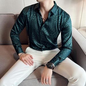 Men's Dress Shirts British Style Long Sleeve Printed Shirt Men Clothing Fashion 2023 Autumn Business Formal Wear Slim Fit Camisa Masculina