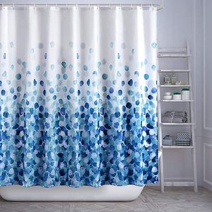 Cortinas de chuveiro Pétalas de flores azuis Cortinas de banheiro Rosa azul folhas de vaso higiênico Poliester impermeabilizado Partição de fabrica