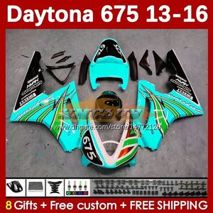 Motorcykelmässa för Daytona 675 675R 2013 2014 2015 2016 Bodywork 166no.121 Daytona675 Body Daytona 675 R 13 14 15 16 2013-2016 OEM Moto Fairings Cyan Stock