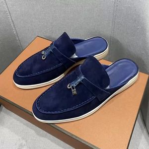 Loro Piano Men Shoes Luxury Designer Charms Walk Slipper Women Casual Loafers Platform Slippers Classic Suedes Walking Flats Mules Buckle Outdoor Slides