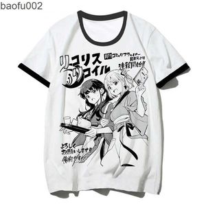 Męskie koszulki Lycoris Odrzut T Shirt Odzież Męska estetyka Vintage Funny Anime T Shirt Streetwear White T Shirt W0322