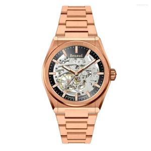 Orologi da polso Luxury Skeleton Watch Automatic Men Miyota Mechanical Top Brand 40mm Acciaio inossidabile 100M Orologi impermeabili RENAUD