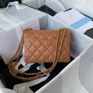 10A Mirror Quality Digner Mini Square Flap Bag 20cm Womens Caramel Quilted Cowhide Purse Luxury Plain Handbag Crossbody Black Shoulder Chain Starp Bags With BoxYSL2