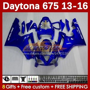 Daytona için Motosiklet Fairings 675 675R 2013-2016 gövdeler 166NO.8 Daytona675 13 14 15 16 Vücut Daytona 675 R 2013 2014 2015 2016 OEM Moto Eşleştirme Kiti Fabrika Mavi