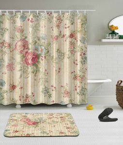 シャワーカーテン高品質の異なるカスタム防水バスルーム美しい花のパターンシャワーカーテンポリエステル生地バスルームカーテン230322