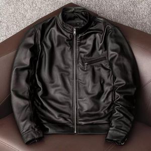 Men's Leather 2023 Spring Autumn Men Classical Motorcycle Jackets Natural Sheepskin Genuine Jacket Casual Slim Coat B249