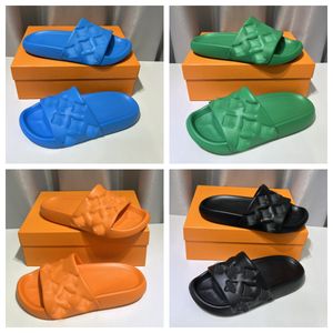 Designer män skjuter kvinnor tofflor eva pool kudde komfort platt tofflor strand flip flops badrum kvinnor sandaler med låda