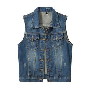 Coletes de jeans de coletes femininos para mulheres recusar o colarinho de bolso de bolso sem mangas Denim Denim Blue Streetwear Autumn Roupos Mulher 230322