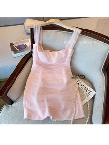 Party Dresses Pink Sweet Elegant Princess Women Korean Sexig Slim Gaze Patchwork ärmlös Mini Fashion Bodycon Clubwear Female Y2303