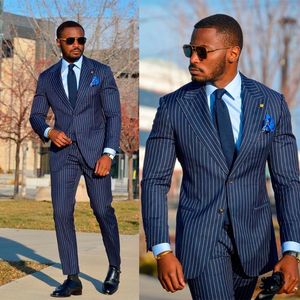 Men's Suits & Blazers 2 Pieces Men Suit Tailor-Made Royal Blue Pinstripe Gentlemen Business Wedding Formal Causal Prom Daily Tailored Work W