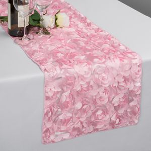 Table Runner 3D Rose Table Runner Wedding Decoration Dinner Table Luxury Wed Table Runner Christmas Party Banquet Decorative TablecoLty 230322