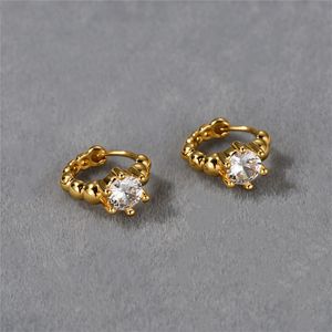 Mini Korean Style Stud Round Beads with Diamond Earrings For Women Niche Design Gold Cool Fashion Jewelry Accessories