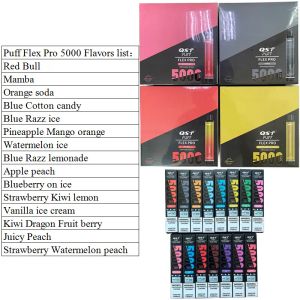 TOP Puff Flex Pro 5000 Puffs Rechargeable Disposable Vape Pen 15 flavors 550mah Battery 12ml Capacity Pre-filled Vapor Airflow Starter eCigs Kit