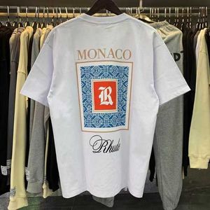 23SS Modna marka Rhude American Street ins High Street Lose druk męskie i damskie czyste bawełniane okrągły szyję z krótkim rękawem T-shirt Summer Us Rozmiar S-xxl Y22