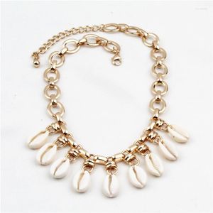 Choker Fashion Summer Beach Shell Necklace For Women Gold Color Chain Chunky Jewelry Accessory Party Gift