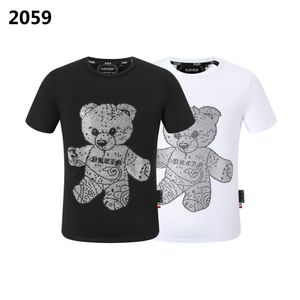 Plein Bear TシャツメンズデザイナーTシャツブランド衣料ラインストーンPPスカルメンTシャツラウンドネックSSテディグラスとクリスタルヒップホップTシャツトップティー161228