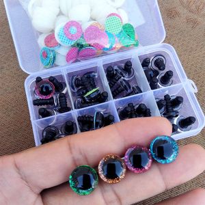 ドールアクセサリー高品質48PCS 3Dグリッターおもちゃのための豪華なプラスチックの安全目amigurumiは動物箱12mm 230322をミックスする