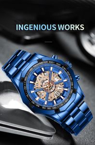 5 Pcs New Watch Men's Waterproof Glow Leisure Business Hollow Out Wristwatch