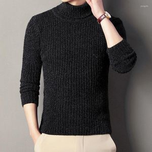 Men's Sweaters Korean Fashion Turtleneck Sweater Men Black Vintage Casual Slim Fit Knitted Pullover Winter Thick Knit Solid Wild