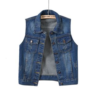 Kvinnors västar Spring Autumn Women Denim Vests Korean Fashion Sleeveless Jean Jackets for Women Waistcoat 5xl Mujer Coats Kvinnliga toppar 230322