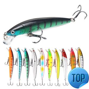 1 datorer fiske locka hårt bete 10 cm 7g minnow crankfish bete wobblers peche bas konstgjorda betar gädda karp lockar