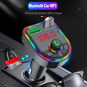 Ambient Light Bluetooth 5.0 FM sändare bil mp3 spelare trådlösa handsfree ljudmottagare USB snabb laddning tf u diskspel