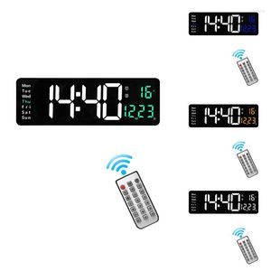 Relógios de parede nórdicos relógio digital controle remoto Temperatura Data da semana Exibir desligamento da tabela de memória Dual Alarmes B