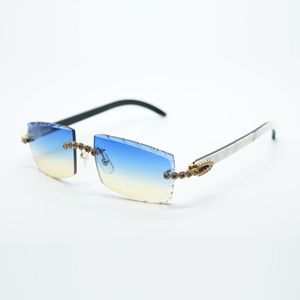 Blue Bouquet Diamant-Brillenrahmen 3524031 poliert Sonnenbrille mit weißen Hybrid-Büffelhorn-Bügeln und 57-mm-geschliffenen Gläsern