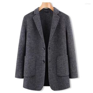 Men's Wool 2023 Autumn Winter Fashion Solid Men Long Sleeve Woolen Coat Slim Fit Overcoat Male Turn-down Collar Outerwear B430