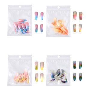 False Nails 24st Professional Gradient Color Fake Ballerina Half French Acrylic Nail Tips Press On Full Cover Manicure Tools