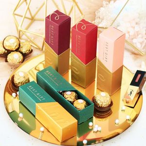 Lápiz labial Caramelo Caja de dulces de boda Cajas de regalo de dulces Suministros de fiesta de cumpleaños Favores de boda