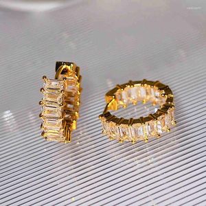 Серьги-кольца, роскошные женские серьги со льдом, кубический цирконий, блестящие хрящи, пряжка для ушей, аксессуары, ювелирные изделия золотого цвета KAE212