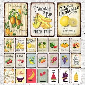 Vintage Metal Painting Signs Decorative Plaque Various Fruit Tin Sign Wall Decor for Living Room Farmhouse Garden Kitchen Gift Poster 30X20cm W03